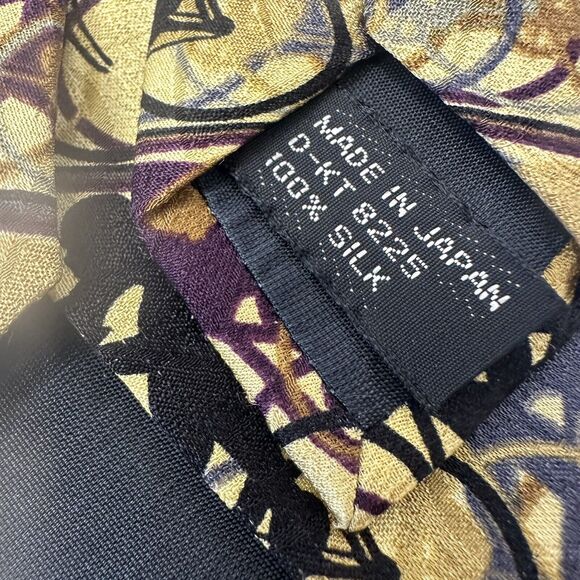 Jhane Barnes Original All Silk Gold w/Black/Blue/Gray Bicycle Design Japan - Picture 4 of 9